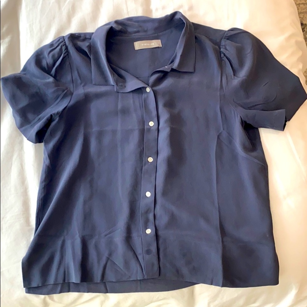 Silk Everlane button down puff sleeve blouse